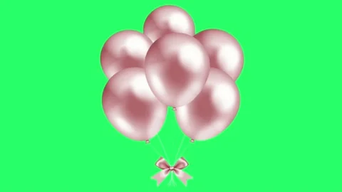 Animation pink balloon floating on green screen. Stock Footage 219383169