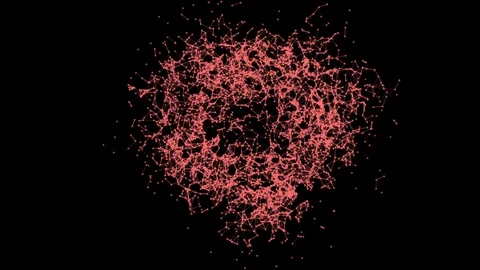 Animation of pink (coral) plexus network in the shape of heart Stock Footage 102351365