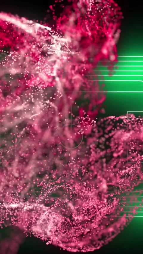 Animation of pink digital wave over neon green soccer field layout against black Stock Footage 319222947