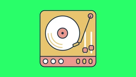 Animation pink disc player on green background. Stock Footage 252332149
