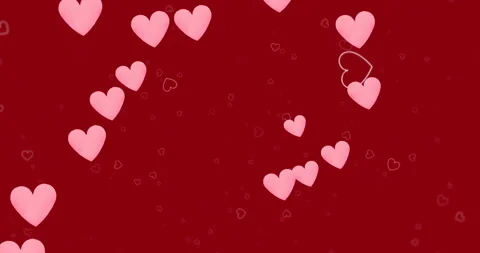 Animation of pink hearts multiplying over outline hearts on dark red background Stock Footage 268066582