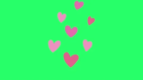 Animation pink hearts shape on green background. Stock Footage 171552777