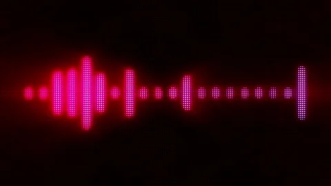 Animation pink light sound wave effect on black background.  Stock Footage 201837799