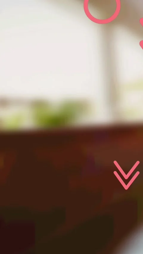 Animation of pink line shapes falling over blurred room background 库存影片 344722618