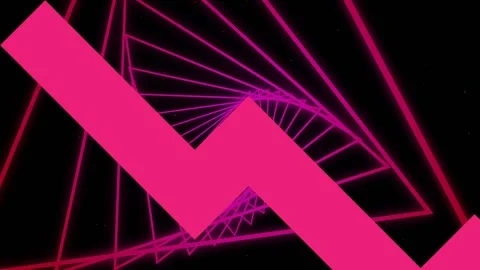Animation of pink linear shapes rotating on black background Stock Footage 329361285