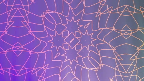 Animation pink lines create a mandala overlay pattern on a purple backdrop 库存影片 334704489