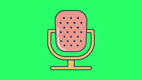 Animation pink microphone isolate on green background.  Stock Footage 252332146