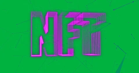 Animation of pink nft text on transparent background Video stock 318379396
