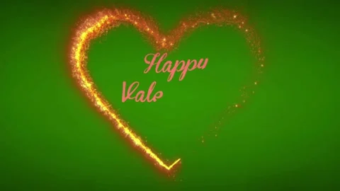 Animation pink text Happy Valentine's Day with orange firework heart shape. Stock Footage 229280456