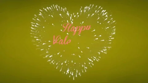 Animation pink text Happy Valentine's Day with white firework heart shape. Stock Footage 229283079