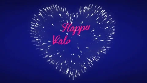 Animation pink text Happy Valentine's Day with white firework heart shape. Stock Footage 229283355