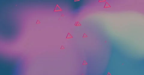 Animation of pink triangles shapes moving on gradient background Stock Footage 241496282