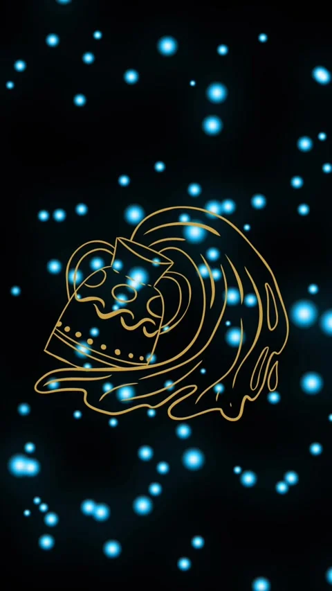 Animation of pitcher and water with aquarius zodiac sign over moving illuminated Stock Footage 343954813
