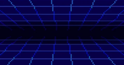 Animation of pixel art 80s Retro sci-Fi. Pixel art 8bit game Retro wave Stock Footage 148207704