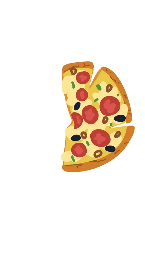 Animation of pizza separating into equal slices Video stock 336651875