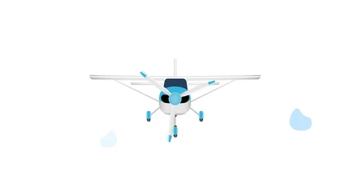 Animation of the plane. A plane with a propeller. Cartoon Stock Footage 121872132