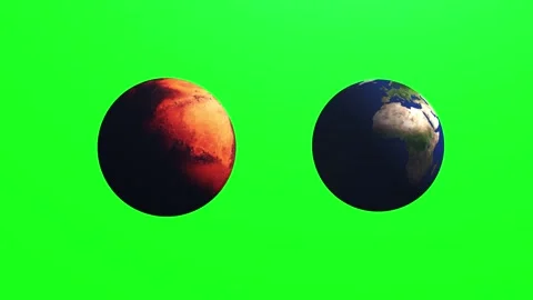 Animation of planet earth and mars in space, greenscreen Stock Footage 296074947