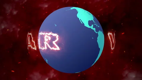 Animation Planet Earth with Fire Text War Видео 197295959