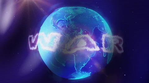 Animation Planet Earth with Fire Text War. Fabric structure Vídeo Stock 201734142