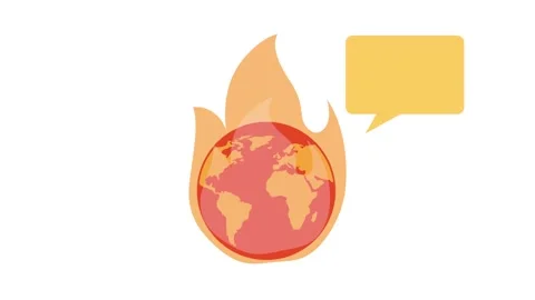 Animation of planet earth turning into a burning globe with empty speech bu.. Video stock 338989333