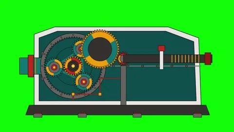Animation of a Planetary Gear System Operating with a Linked Sliding Mechanis Stock Footage 347894701