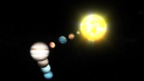 Animation of planets aligned with the sun in space Stock Footage 318102059