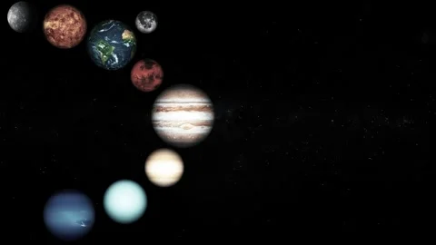Animation of planets in the solar system aligned in space Vidéo 321708426