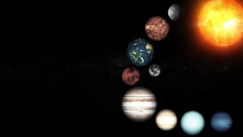 Animation of planets in the solar system aligned in space Stock Footage 321708435