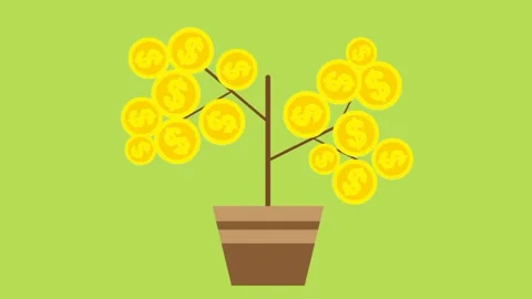 Animation of plants blooming coin Stock Footage 243575261