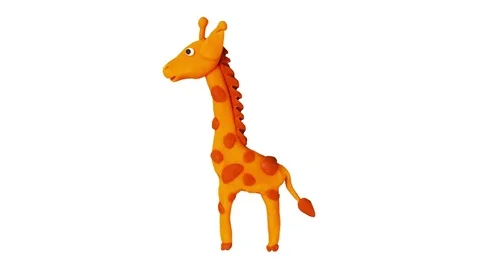 Animation Plasticine Giraffe. Alpha matte. 4K Stock Footage 72967615