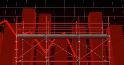 Animation of platform over financial data processing on black background Stock Footage 330407294