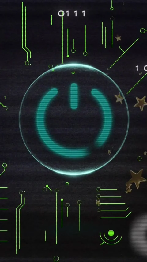 Animation of play button, computer circuit board and data processing Stock Footage 343641018
