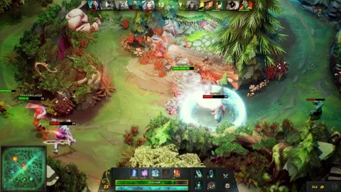 Animation of the player character killing the enemies in the fake MOBA game Stock Footage 277649378