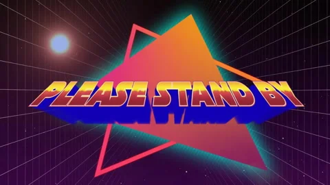 Animation of please stand by text over colourful shapes moving Stock Footage 310530233