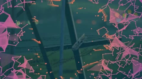 Animation of plexus network against close up of a barbed wire Stock Footage 328461776