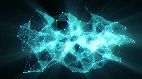 Animation of plexus network transforming to blue neon text - FUTURE. Stock Footage 103116885