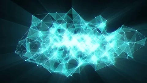 Animation of plexus network transforming to blue neon text - Stories. Stock Footage 103183768