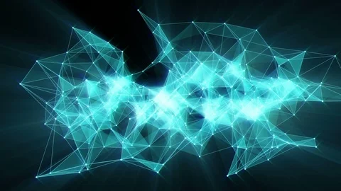 Animation of plexus network transforming to neon deutsch text - FUTURE. Stock Footage 103116746