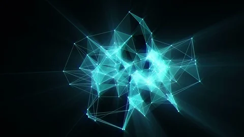 Animation of plexus network transforming to neon japanese text - FUTURE. Stock Footage 103117117