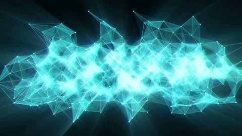 Animation of plexus network transforming to neon deutsch text - Stories. Stock Footage 103183590