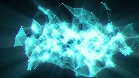 Animation of plexus network transforming to neon arab text - Thank you. Stock Footage 103234696