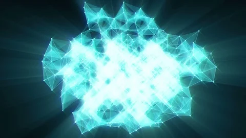 Animation of plexus network transforming to neon chinese text - Thank you. Stock Footage 103234766