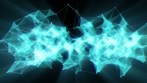 Animation of plexus network transforming to neon deutsch text - Thank you. Stock Footage 103234833