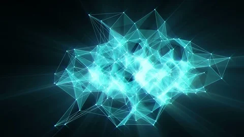 Animation of plexus network transforming to neon french text - Thank you. Stock Footage 103235027