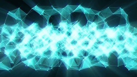 Animation of plexus network transforming to neon japanese text - Thank you. Stock Footage 103235102