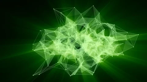 Animation of plexus network transforming to neon french text - Thank you. Stock Footage 103235499