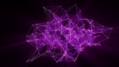 Animation of plexus network transforming to neon french text - Thank you. Stock Footage 103236108