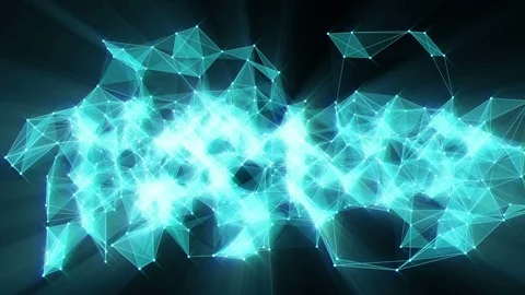 Animation of plexus network transforming to neon japanese text - Join us. Stock Footage 103287347