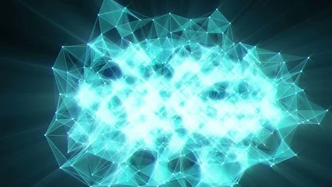 Animation of plexus network transforming to neon spanish text - Join us. Stock Footage 103287516