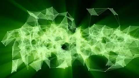 Animation of plexus network transforming to neon japanese text - Join us. Stock Footage 103288392